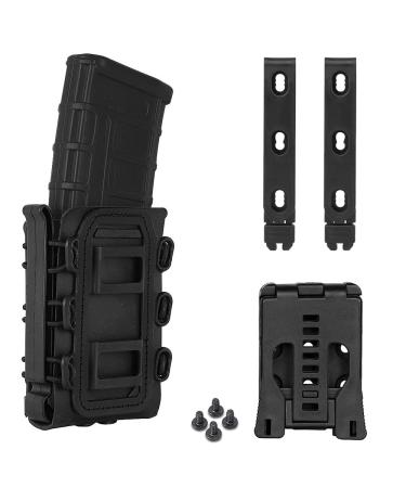 KRYDEX 5.56mm 7.62mm Mag Pouch Softshell Magazine Pouch with Molle Clip Black with Belt Clip