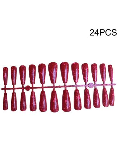 dijiusidy 24 Pieces Nails T Shape Extra Long Full Wrap False Nail Tips Women Decor Fingernail Supply Manicure Accessory red print - Buy Online on GoSupps.com