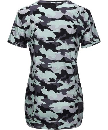Evangelia.YM Women's V Neck Camouflage Tie-Dyed Floral Tunic Top - Short Sleeve Leisure Blouse - Buy Online on GoSupps.com