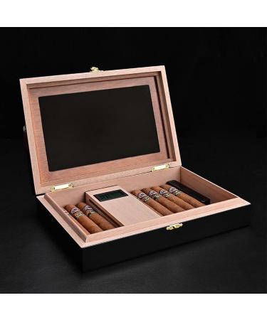 Cigar Humidor Case with Hygrometer Humidifier Handmade Cedar Wood Cigar Box Portable Travel Cigar Case Hold 25 Cigars for Men - Buy Online on GoSupps.com