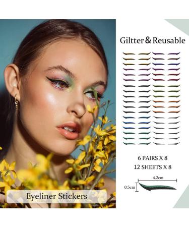 36 Pairs Glitter Eyeliner Stickers - Self-adhesive Eye Line Strips for Instant, Waterproof Eye Makeup - Multicolor - Buy Online on GoSupps.com