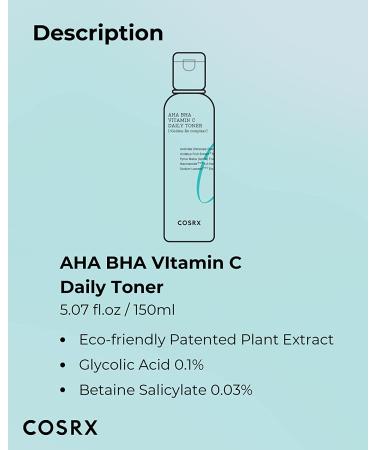 Cosrx Refresh AHA BHA Vitamin C Daily Toner 150ml - Exfoliate & Hydrate Skin - Buy Online on GoSupps.com