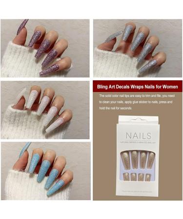 AUklOPVZZ 1 Set French Tip Press on Nails Solid Color Extension Shimmer Fingernails Decals Full Cover Salon Gifts Manicure Kit H33-champagne jelly glue - Buy Online on GoSupps.com