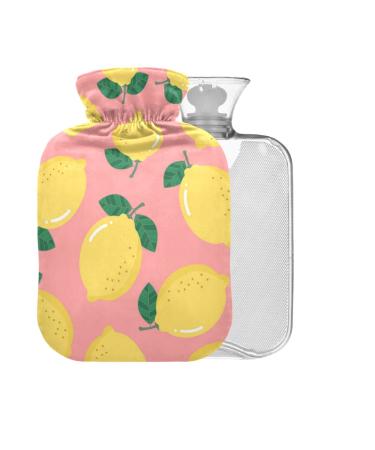 Lemon Organic Hot Water Bottle with Cover 1L Small Hot Water Bag for Pain Relief Headaches Neck and Shoulders BPA Free