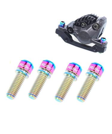Pack of 4 pcs Titanium Bolts Screws for MTB Road Bicycle and Mountain Bike Disc Caliper, M6X20mm Oil Slick