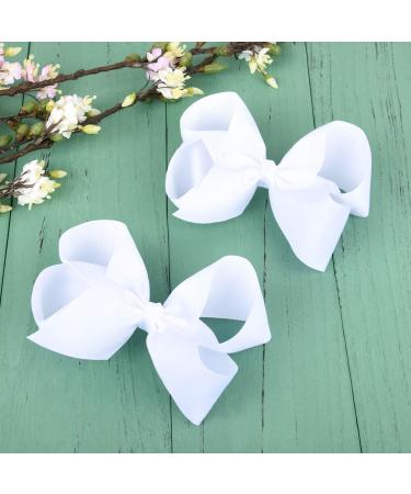 DEEKA 6 Inch White Grosgrain Ribbon Hair Bow Alligator Clips - 12 PCS Hair Accessories for Girls - Buy Online on GoSupps.com