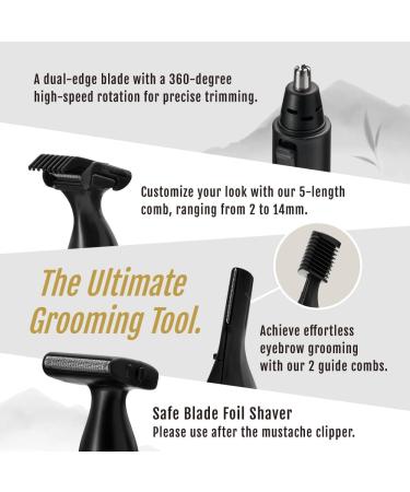 URBANER Beard Trimmer for Men - 4-in-One Grooming Kit | Cordless Waterproof Hair Clippers & Nose Hair Trimmer - Perfect Gift MB-990B - Buy Online on GoSupps.com