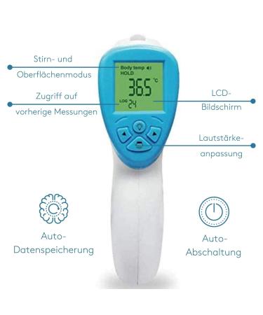 DeltaSat Fieberthermometer Contactless X001 | Infrared Thermometer with LCD Display Fever Alarm & 2S Measurement for Babies Children & Adults | Accurate Fever Measurement Device - Buy Online on GoSupps.com