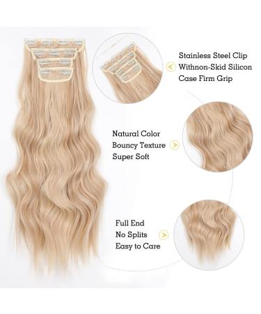 YDDM 20-Inch Clip-In Wavy Hair Extensions - Affordable Synthetic Hair Natural Look 4pcs for Women (613h22#) - Buy Online on GoSupps.com