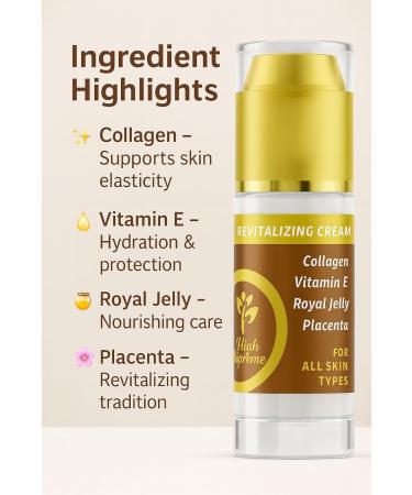 Revitalizing Cream w/Collagen Vitamin E Royal Jelly & Placenta Crema con Col geno Vitamina E Jalea Real y Placenta Hydrating & Nourishing All Skin Types| Hidratante y Nutritiva 40 ml Cosmetic Use - Buy Online on GoSupps.com