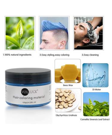 Blue Hair Coloring Wax 4.23oz | Temporary Hair Clay Pomade | Natural Dye Material for Cosplay & Halloween Parties - Buy Online on GoSupps.com