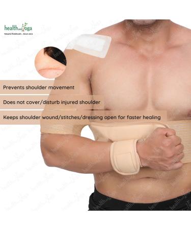 HealthAndYoga GuardNHeal Arm Sling Adjustable Shoulder Immobilizer for Rotator Cuff Support Unisex Skin-Friendly Fits 40-44 (Beige - Buy Online on GoSupps.com