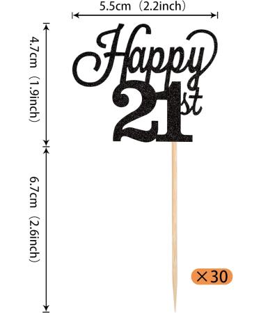 Pack of 24 21 Cupcake Toppers Glitter Happy 21st Birthday Cake Toppers Number 21 Eightteen Sweet 21 Birthday Wedding Anniversary Party Cake Decorations Accessories Black 21st-schwarz - Buy Online on GoSupps.com