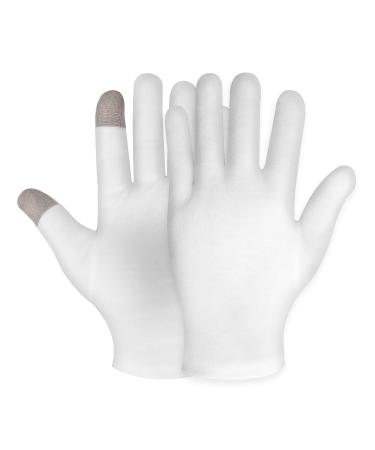 WLLHYF 1 Pairs Moisturizing Gloves, White Cotton Touch Screen Gloves for Women Men Overnight Bedtime Nighttime Lotion Dry Hands Spa Cosmetic Treatment Moisturizing Bathing Accessories Gloves