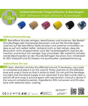 Lisacare Self-Adhering Bandage - 4 Rolls 5cm | Medical Device for Pets & Horses | Choose from Vibrant Colors & Motifs (KARO Yellow Set) - Buy Online on GoSupps.com