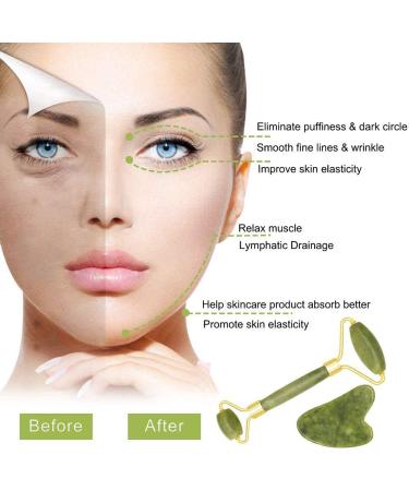 HSJ Jade Roller & Gua Sha Set | Anti Ageing Beauty Tools for Neck and Facial Massage - Buy Online on GoSupps.com