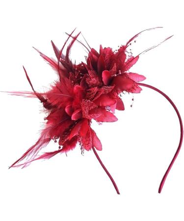 Elegant Wedding Feather Flowers Hair Fascinators Headdress Hat for Woman Cocktail Party Headband Accessories(Color:Blue) - Buy Online on GoSupps.com