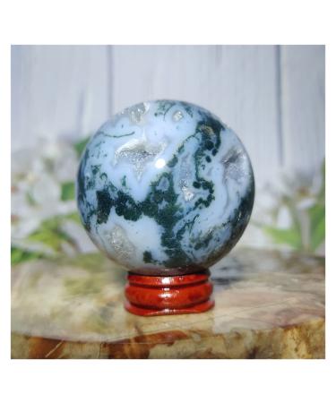 Natural Sphere Natural Aquatic Agate Ball Moss Sphere Quartz Crystal Geode Feng Shui Home Decoration 1pc (Color : 330-340g)