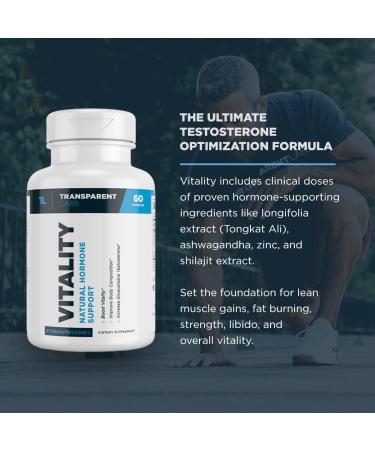 Vitality Testosterone Booster - Powerful Men's Supplement with Ashwagandha Shilajit & DIM for Strength & Enhanced Testosterone - 60 Count - Buy Online on GoSupps.com