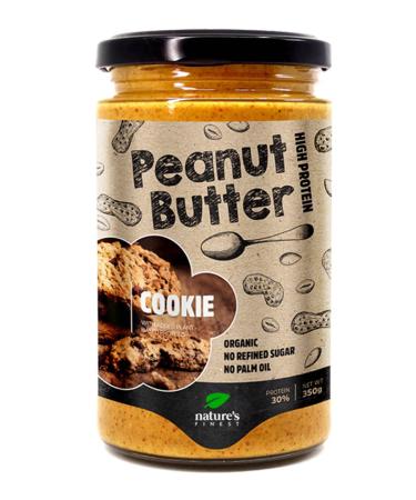 Nature's Finest 100% Organic Cookie Peanut Butter 350g | All Natural EU Origin | No Added Sugar No Palm Oil | Original Roast Crunchy | Easy to Digest | Enriched with Vegan Proteins | Paleo Keto