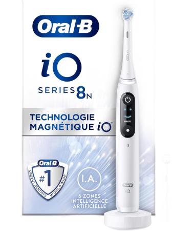 Oral-B io 8n electric toothbrush white with Bluetooth 2 plug-in brushes 1 travel case 4-piece set white and pink 1 piece (1 Pack)