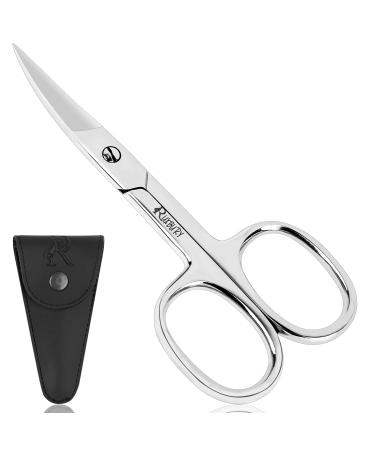 Ruxbury Nail Scissors Curved Scissors Stainless Steel Cuticle Scissors Professional Nail Scissors for Women and Men toenail Scissors with Leather Pouch