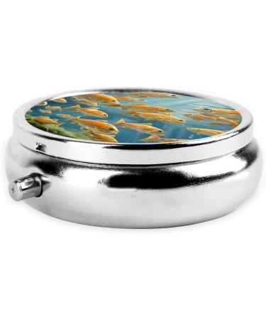 Fishing Lake Fishermen Printed Mini Round Pill Box | 3 Compartment Medicine Organizer | Travel Pill Case for Home & Office - Buy Online on GoSupps.com
