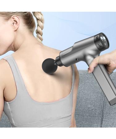 Deep Tissue Massage Gun - Handheld Electric Body Back Massager for Athletes | High Percussion Muscle Device with 10 Attachments - Silver - Buy Online on GoSupps.com