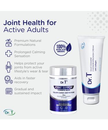 Dr. T Joint Health Bundle: Glucosamine/Chondroitin MSM Cream with Collagen + Joint Support Supplement | Athlete-Grade Joint & Muscle Relief | Non-GMO Gluten-Free Made in USA - Buy Online on GoSupps.com