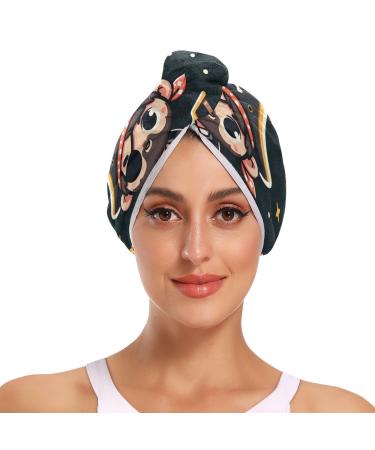 Pirate Ships Hair Towel 2 Pack Super Absorbent Hair Drying Towel Quick Dry Hair Turbans Head Towel with Button Twisty Wrap for Women Girls