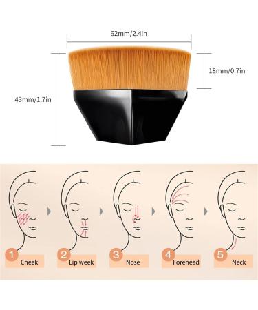 Foundation Brush Hexagon Foundation Brush Flat Top Foundation Brush Foundation Brush for Liquid Makeup Foundation Makeup Brush for Women with Bonus Protective Case Black Medium - Buy Online on GoSupps.com