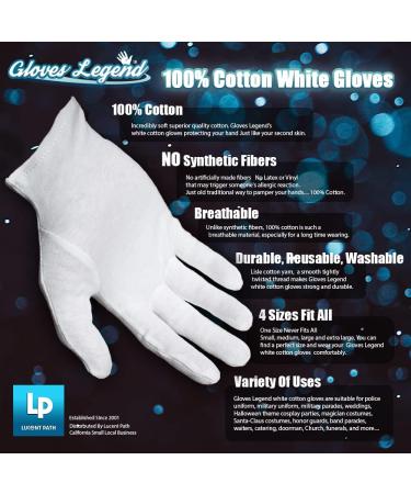 6 Pairs (12 Gloves) Moisturizing Gloves - White 100% Cotton for Dry Hands & Eczema - Size Medium, Nighttime Cloth Gloves - Buy Online on GoSupps.com