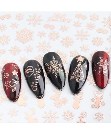 Christmas Nail Stickers 9 Sheets Self-Adhesive Nail Decal Snowflake Snowman Santa Claus Tree Elk Rose Gold Winter Nail Art Decoration Design Supplies - Buy Online on GoSupps.com