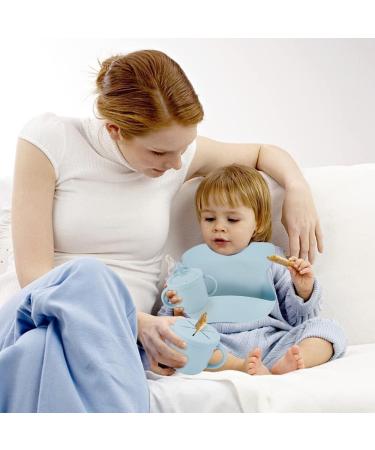 Silicone Sippy Cup with Straw & Feeding Bib Combo | 2-in-1 Toddler Snack Cup | Spill-Proof, Non-Slip, BPA-Free | 9oz Blue - Buy Online on GoSupps.com