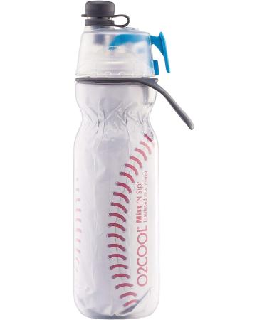 O2COOL Mist 'N Sip Misting Water Bottle 2-in-1 Function | No Leak Pull Top Spout | 20 oz Reusable Sports Water Bottle (Baseball) - Buy Online on GoSupps.com