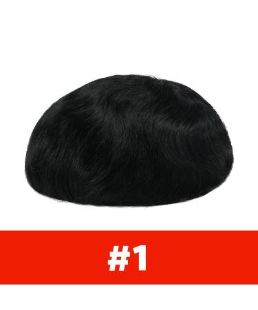 Lordhair Knotless Toupet for Men - Skin Injected Human Hair System 8x10 Inch Base Deep Black 1# - Lightweight & Natural Look - Buy Online on GoSupps.com