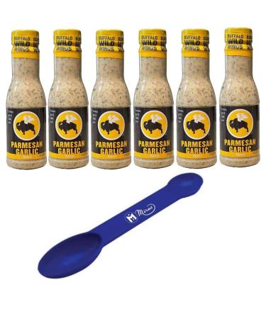 (Pack of 6) Buffalo Wild Wings Parmesan Roasted Garlic Sauces 12 fl oz (Free Miras Trademark 2-in-1 Measuring Spoon Included!)