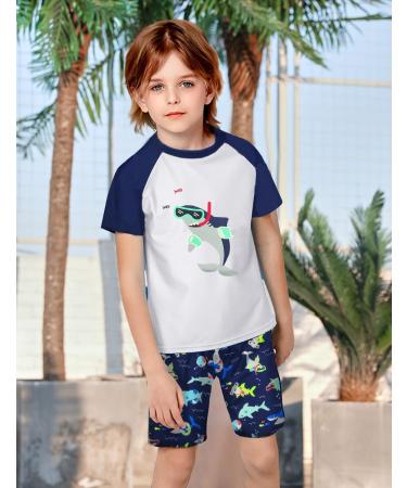 UV Protection Swim Shirt & Shorts for Children 2-10 Years | UPF 50+ Boys Swimwear - White Shark - Buy Online on GoSupps.com