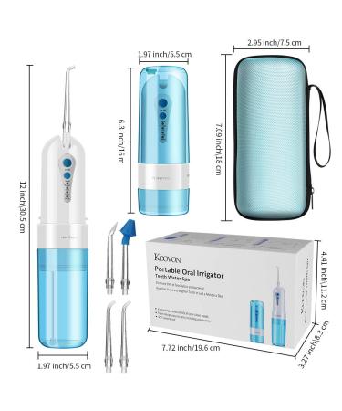 KOOVON Water Flosser Professional Cordless Teeth Cleaner - 4 Modes, Rechargeable Dental Irrigator with 5 Tips, IPX7 Waterproof - Buy Online on GoSupps.com