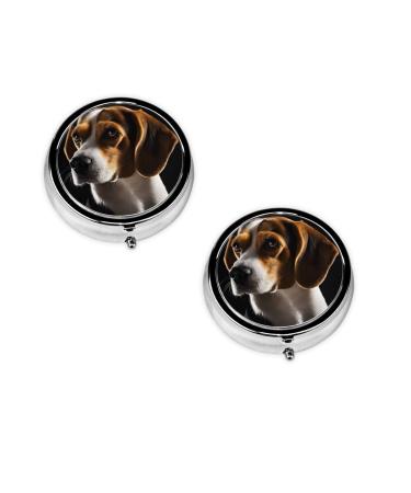 (Cute Dog) Round Pill Box 3 Compartment Pill Box Mini Decorative Pocket Purse Portable Travel Medicine Tablet Vitamin Holder Organizer Pill Case