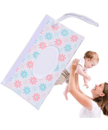 Shakven Baby Wipe Holder - Waterproof Baby Wipe Dispenser Wipe Holder For Bathroom Wipes Container Bohemian Style Design Wrist Strap Portable For Stroller Light Green Orange Flower - Buy Online on GoSupps.com