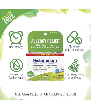 Boiron Allergy Relief Bundle with AllergyCalm Tablets (120 Count) and Histaminum Hydrochloricum 30C Pellets (Pack of 3 Total 240) - Buy Online on GoSupps.com