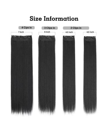 YDDM 24-Inch Clip-In Hair Extensions - Black Synthetic Smooth & Full (1B) - Affordable Realistic Look for Women (4PCs) - Buy Online on GoSupps.com