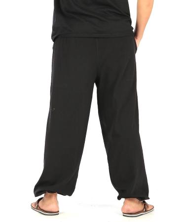 CandyHusky Men's Elastic Waist Casual Lounge Pajama Jogger Yoga Pants - Cotton, 4X-Large, Black - Buy Online on GoSupps.com