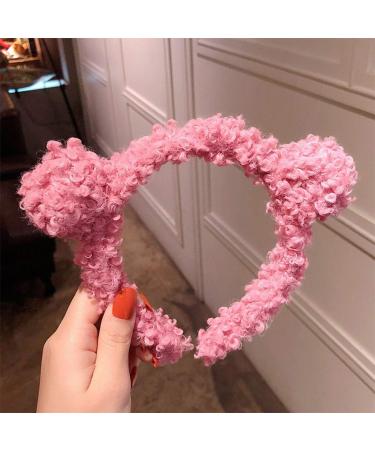 Winter Bear Ears Headband for Women and Girls - Cute Curly Faux Fleece Pompom Hair Hoop for Makeup and Parties - Buy Online on GoSupps.com