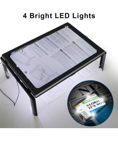 Lofe 3X Enlargement Reading Light - A4 Rectangular LED Magnifier for Seniors | Foldable Stand for Books Maps & Jewelry - Buy Online on GoSupps.com