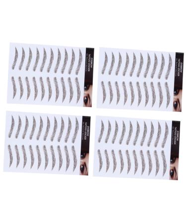 IWOWHERO Authentic Eyebrows 4pcs Realistic Women Stickers Tattoos Supplies Brow Natural Brown Grooming Hair- Tools Imitation