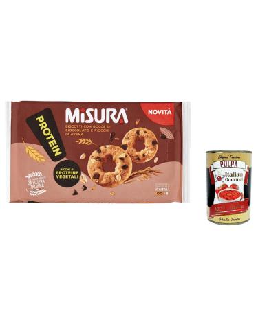 Italian Gourmet E.R. Misura Protein Cookies with Chocolate Chips and Oatmeal | Rich in Vegetable Protein | Italian Flour Cookies Cookies 260g + Polpa Italian Gourmet Polpa 400g