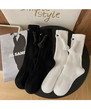 Hand in Hand Magnetic Couple Socks - Funny 3D Design Mid-tube Socks in Black+White - Buy Online on GoSupps.com