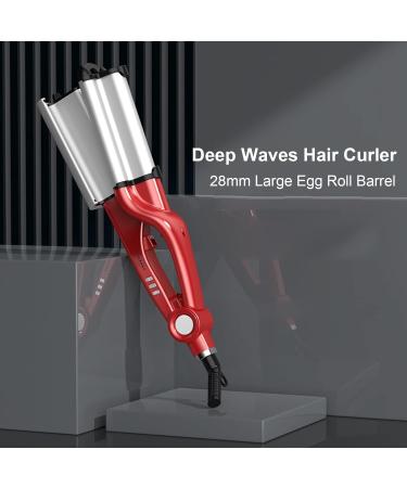 LAOSHE Hair Curling Iron Wand 28mm Ceramic Hair Waver Egg Roll Hair Curler Hair Crimper Temperature Adjustable Deep Beachy Waves Hair Styling Tool Red - Buy Online on GoSupps.com